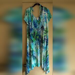 Tropical Blue and Green Maxi Dress Chico's